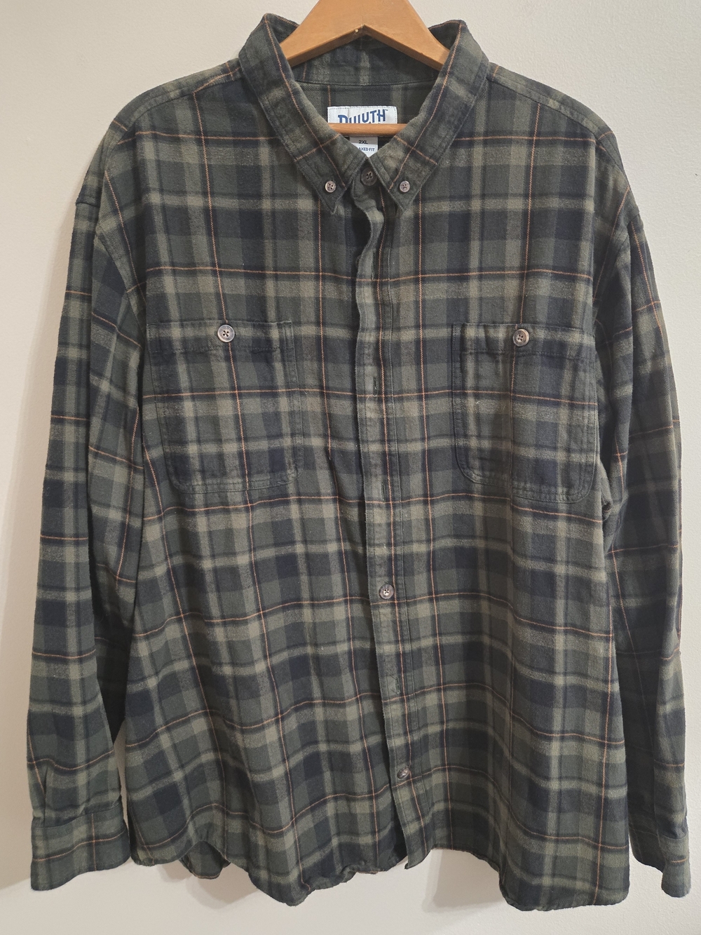 Duluth Trading Free Swingin Flannel Shirt Mens 2XL Relaxed Fit Long Sleeve Plaid